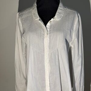 Sundance, pintucked and Lace Blouse, white, Size M